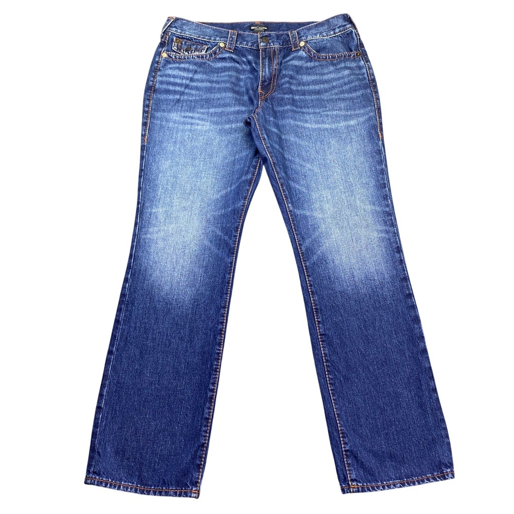 True Religion Ricky Flap Big T Relaxed Straight Jeans Blue Mens 38 40534-00